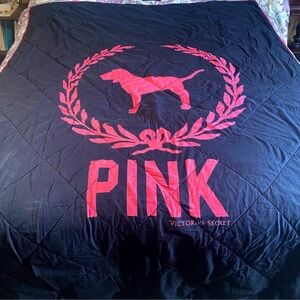 PINK Victoria's Secret Black Throw with Pink Logo